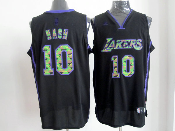Lakers 10 Nash Black Camo number Jerseys