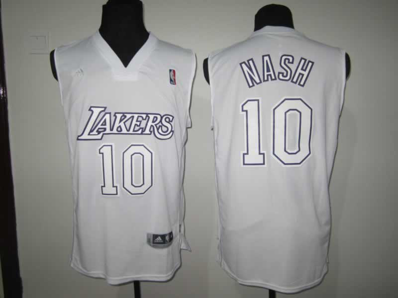 Lakers 10 Nash White Jerseys