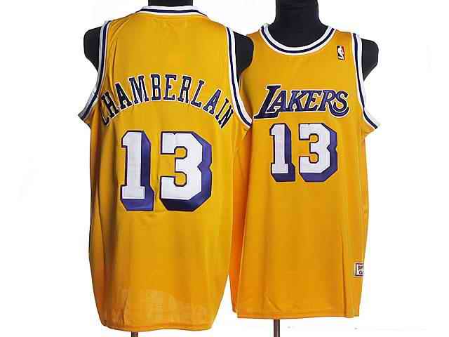 Lakers 13 Chamberlain Yellow Throwback Jerseys