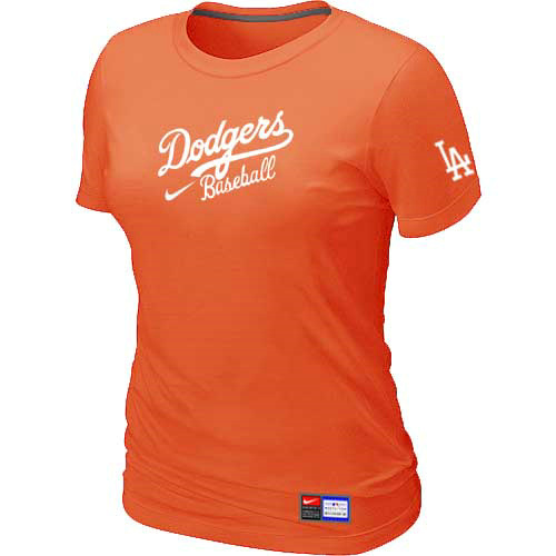Los Angeles Dodgers Nike Women's Orange Short Sleeve Practice T-Shirt