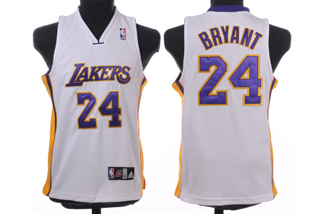 Los Angeles Lakers 24 Bryant White Youth Jersey