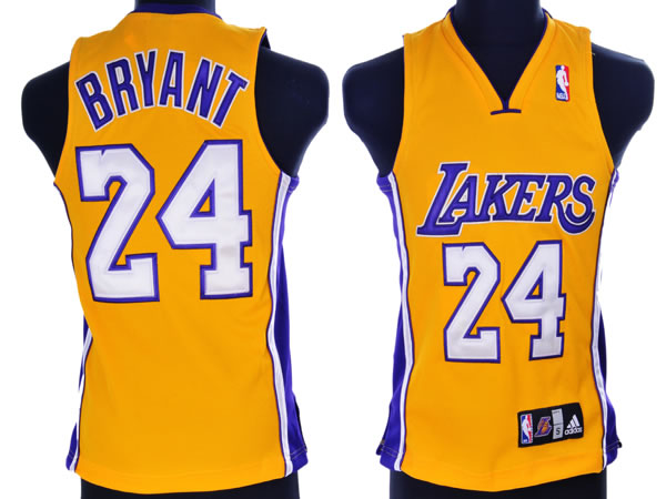 Los Angeles Lakers 24 Bryant Yellow Youth Jersey