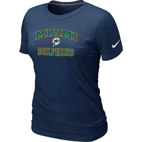 Miami Dolphins Women's Heart & Soul D.Blue T-Shirt