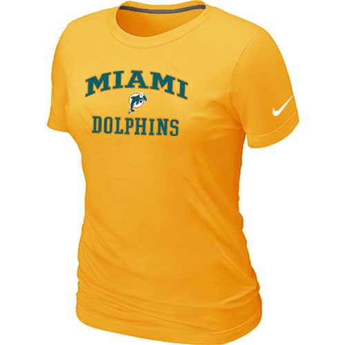 Miami Dolphins Women's Heart & Soul Yellow T-Shirt