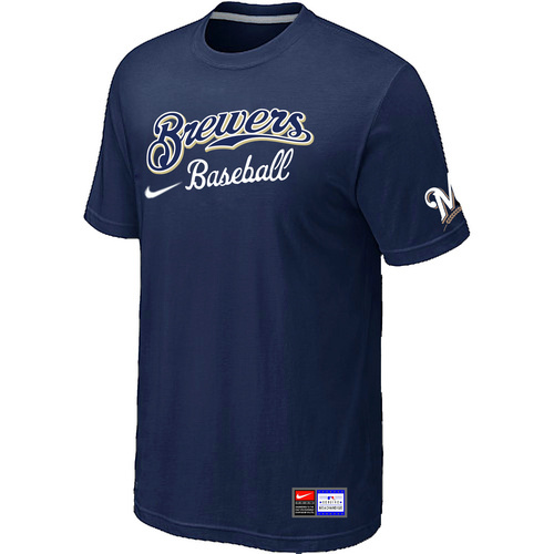 Milwaukee Brewers D.Blue Nike Short Sleeve Practice T-Shirt
