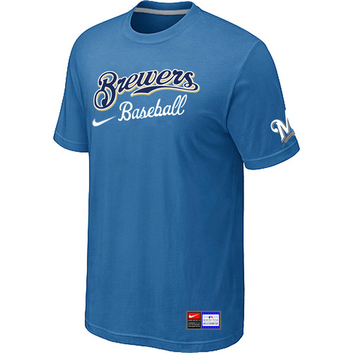 Milwaukee Brewers light Blue Nike Short Sleeve Practice T-Shirt