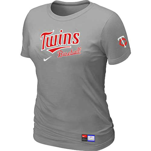 Minnesota Twins Nike Women's L.Grey Short Sleeve Practice T-Shirt