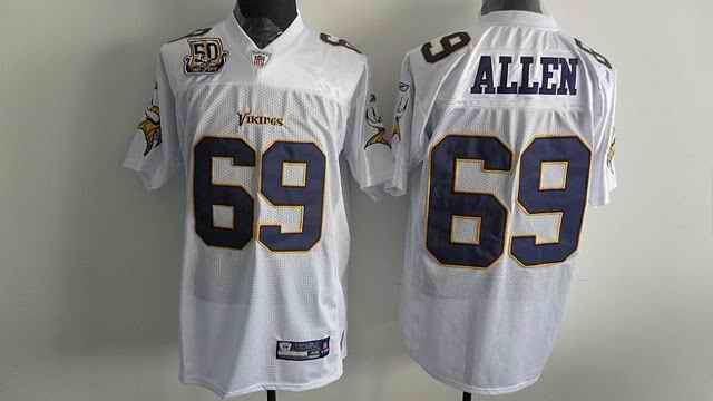 Minnesota Vikings 69 Jared Allen white with 50th patch Jerseys