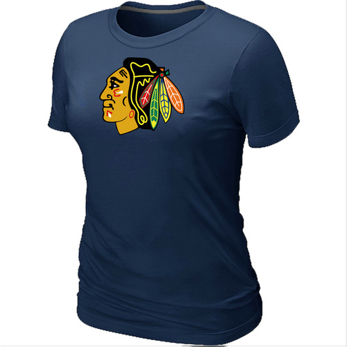 NHL Chicago Blackhawks Big & Tall Women's D.Blue Logo T-Shirt