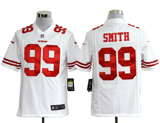 NIKE 49ers 99 SMITH White Game Jerseys