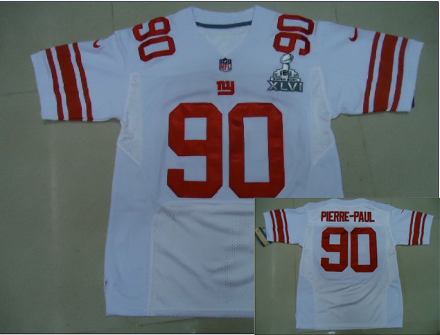 NIKE Giants 90 PIERRE-PAUL white 2012 Super Bowl Elite Jerseys