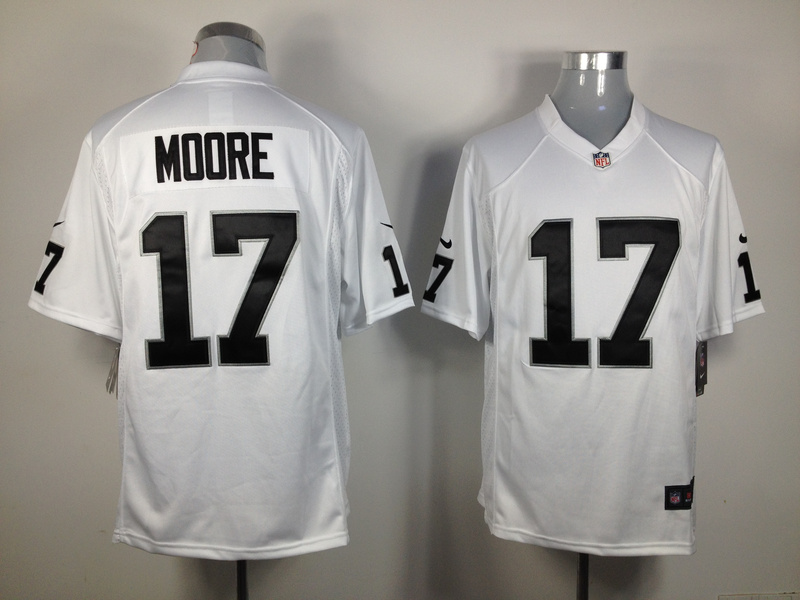 NIKE Raiders 17 Moore White Game Jerseys