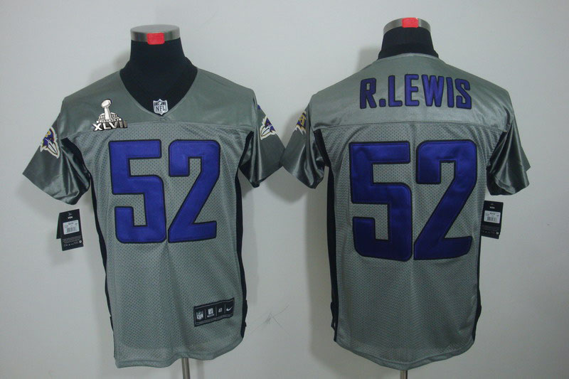 NIKE Ravens 52 R.Lewis black grey Elite 2013 Super Bowl XLVII Jersey