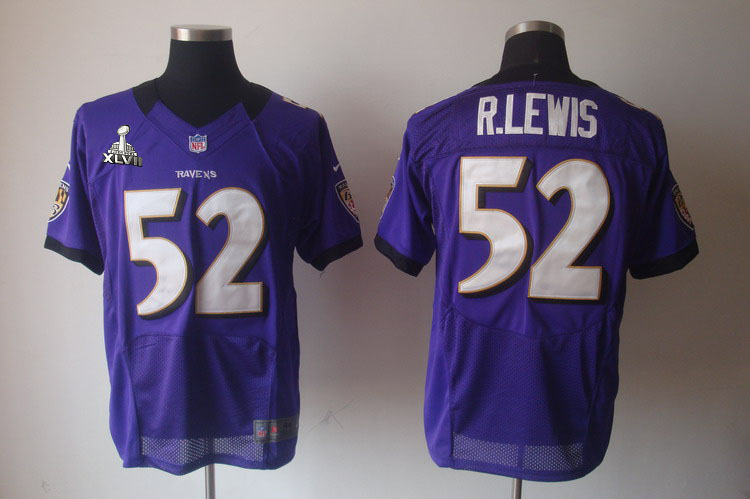 NIKE Ravens 52 R.Lewis black purple Elite 2013 Super Bowl XLVII Jersey