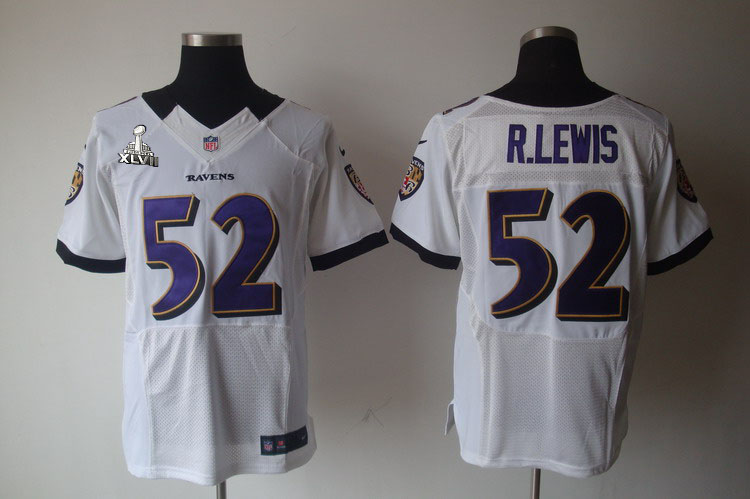 NIKE Ravens 52 R.Lewis black white Elite 2013 Super Bowl XLVII Jersey