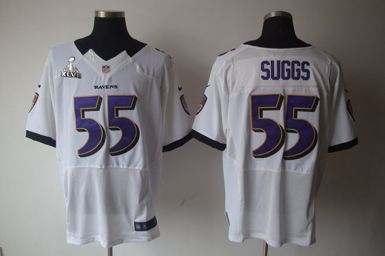 NIKE Ravens 55 Suggs white Elite 2013 Super Bowl XLVII Jersey