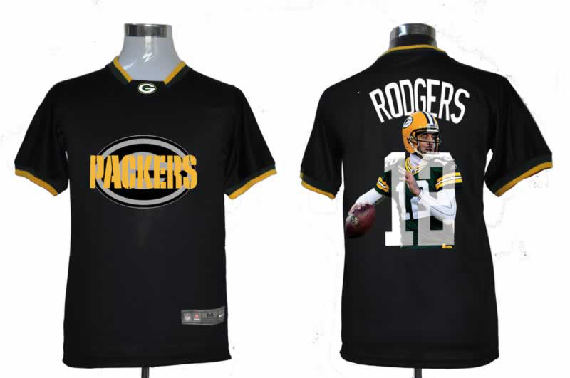 NIKE TEAM ALL-STAR Green Bay Packers 12 Rodgers Black Jerseys