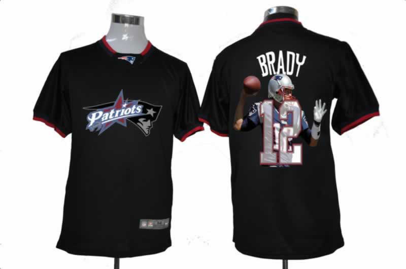 NIKE TEAM ALL-STAR New England Patriots 12 Brady Black Jersey