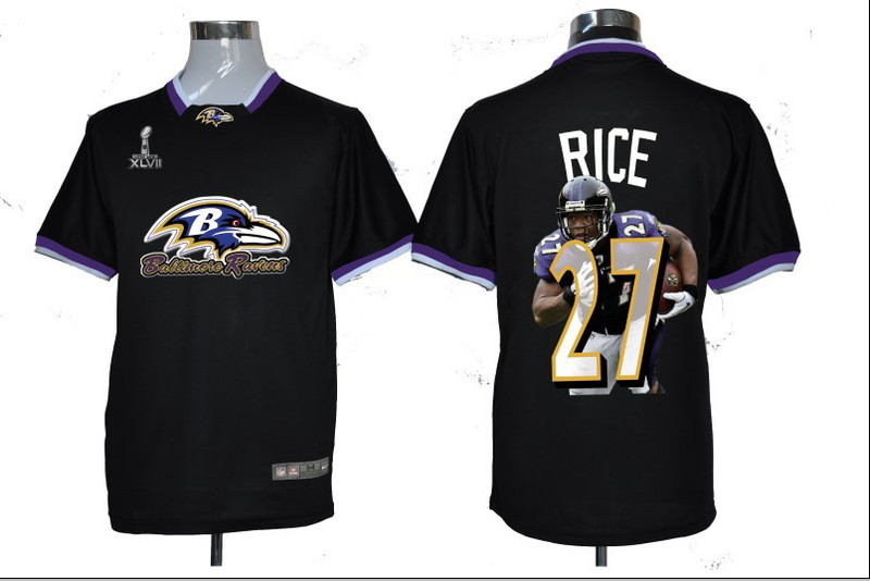 NIKE TEAM ALL-STAR Ravens 27 Rice Black 2013 Super Bowl XLVII Jerseys