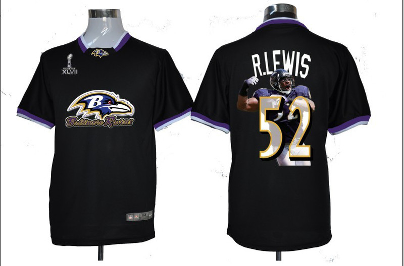 NIKE TEAM ALL-STAR Ravens 52 R.Lewis Black 2013 Super Bowl XLVII Jerseys