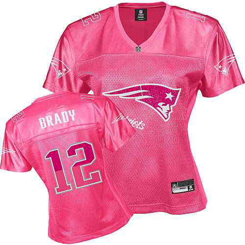 New England Patriots 12 BRADY pink Womens Jerseys