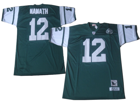 New York Jets 12 NAMATH green Throwback Jerseys