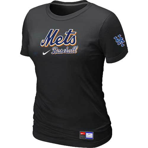 New York Mets Nike Women's Black Short Sleeve Practice T-Shirt