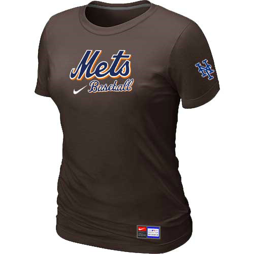 New York Mets Nike Women's Brown Short Sleeve Practice T-Shirt