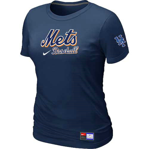 New York Mets Nike Women's D.Blue Short Sleeve Practice T-Shirt