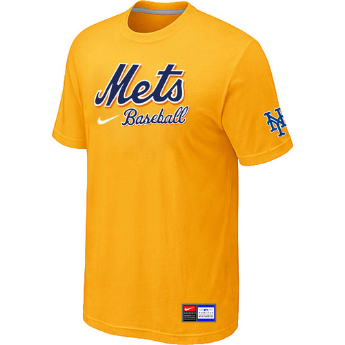 New York Mets Yellow Nike Short Sleeve Practice T-Shirt