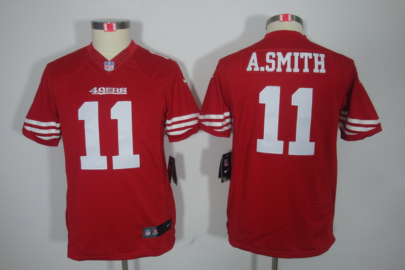 Nike 49ers 11 A.SMITH Red Kids Limited Jerseys