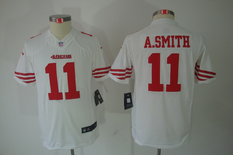 Nike 49ers 11 A.SMITH White Kids Limited Jerseys