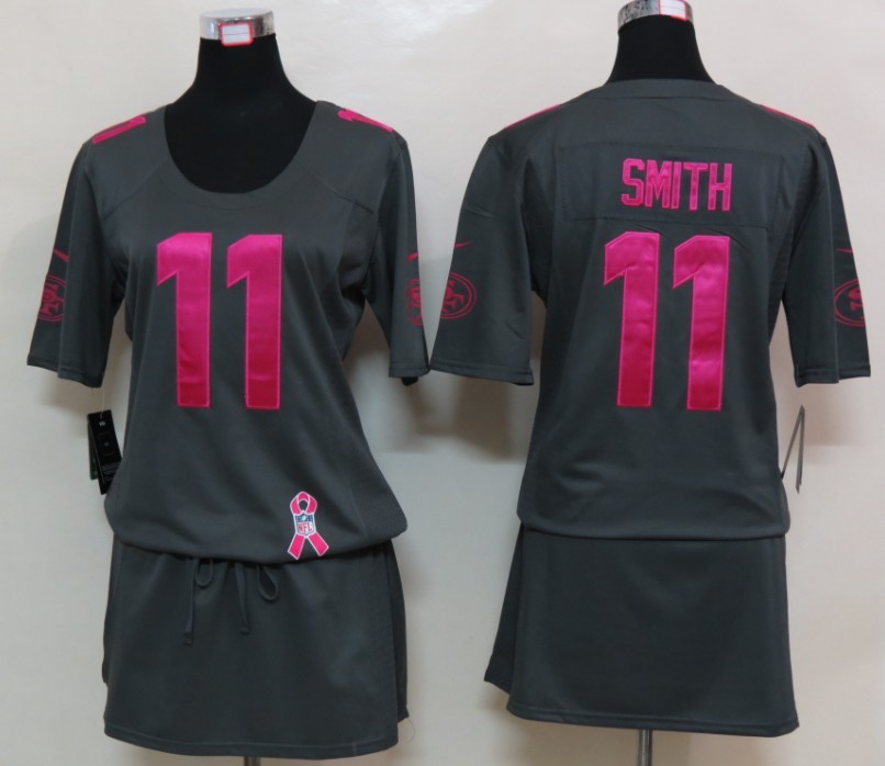 Nike 49ers 11 Smith Elite breast Cancer Awareness Dark Grey Women Jerseys