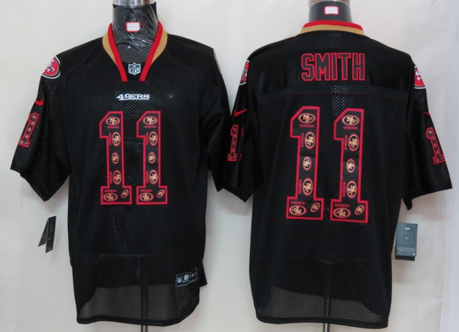 Nike 49ers 11 Smith Lights Out Black Elite Jerseys