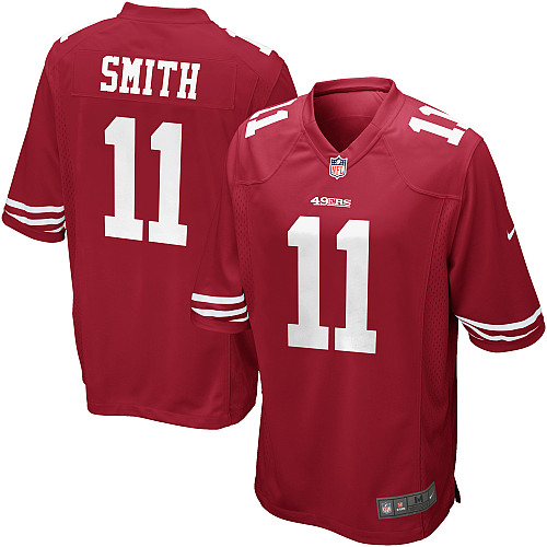 Nike 49ers 11 Smith Red Game Jerseys