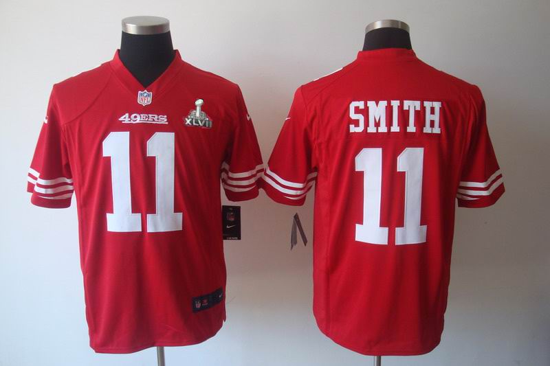 Nike 49ers 11 Smith Red Game 2013 Super Bowl XLVII Jersey