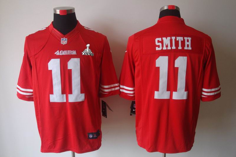 Nike 49ers 11 Smith Red Limited 2013 Super Bowl XLVII Jersey