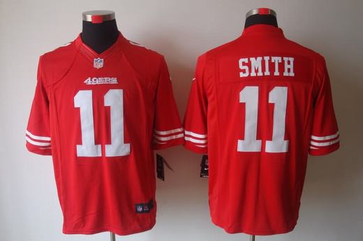 Nike 49ers 11 Smith Red Limited Jerseys