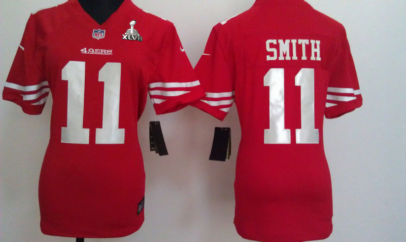Nike 49ers 11 Smith Red Women Game 2013 Super Bowl XLVII Jersey