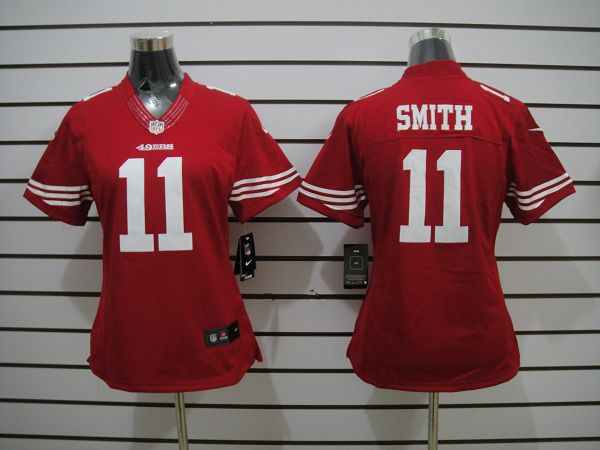Nike 49ers 11 Smith Red Women Limited Jerseys