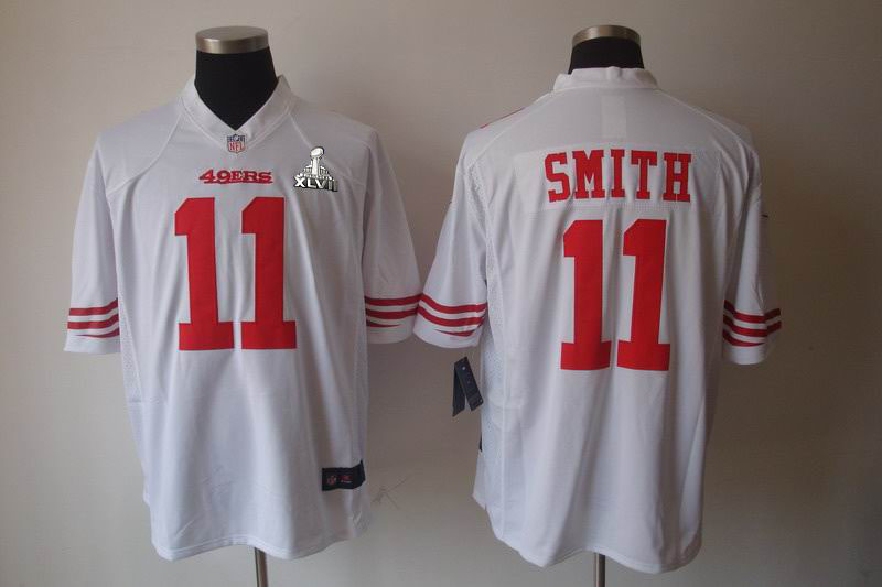 Nike 49ers 11 Smith white Game 2013 Super Bowl XLVII Jersey