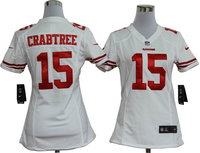 Nike 49ers 15 CRABTREE White Women Game Jerseys