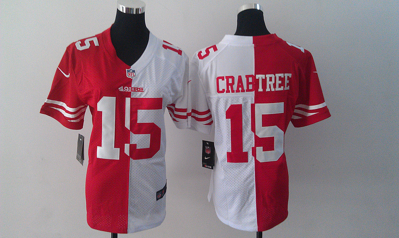 Nike 49ers 15 Crabtree Red&White Women Split Jerseys