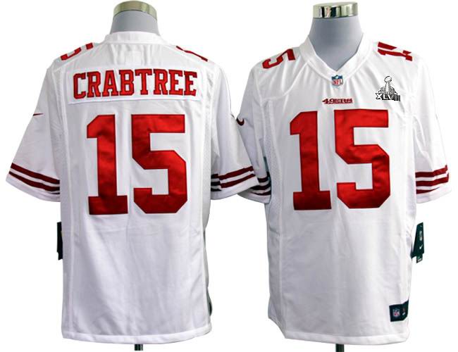 Nike 49ers 15 Crabtree white Game 2013 Super Bowl XLVII Jersey
