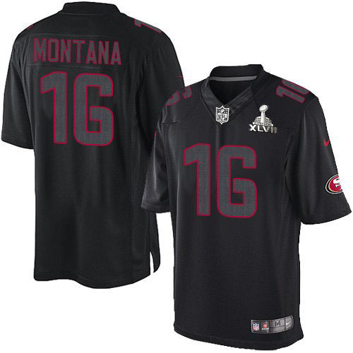 Nike 49ers 16 Joe Montana Black Impact Limited 2013 Super Bowl XLVII Jersey