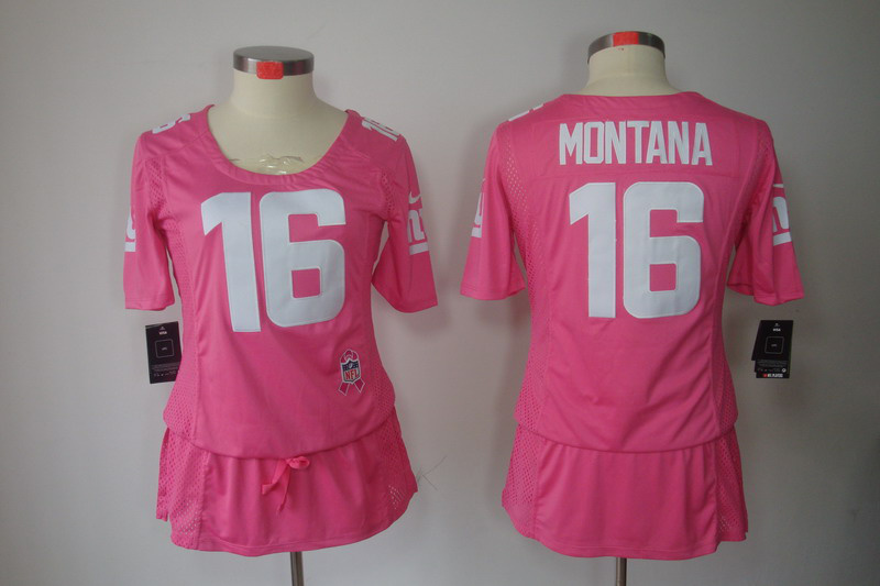 Nike 49ers 16 Montana Pink Women Elite Skirts