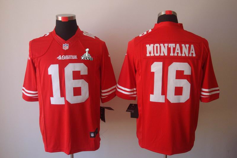 Nike 49ers 16 Montana Red Limited 2013 Super Bowl XLVII Jersey