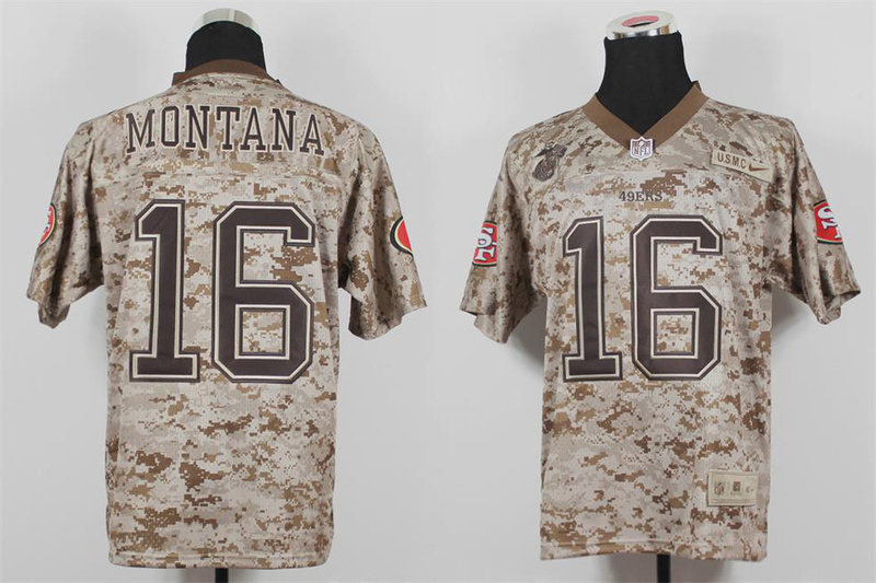 Nike 49ers 16 Montana US Marine Corps Camo Elite Jerseys