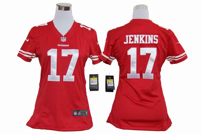 Nike 49ers 17 JENKINS Red Women Game Jerseys