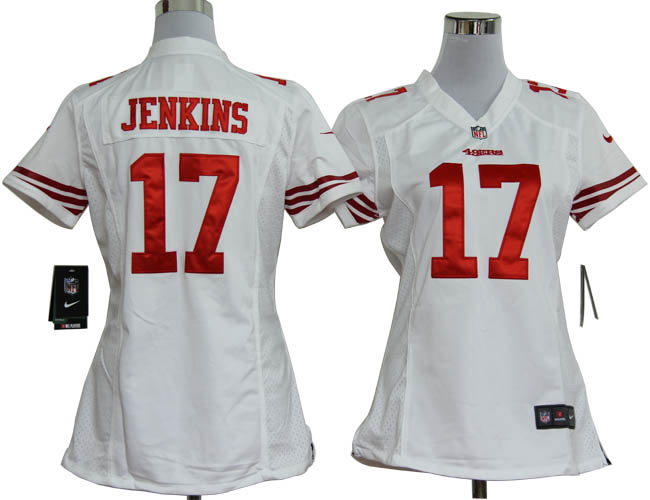 Nike 49ers 17 JENKINS White Women Game Jerseys